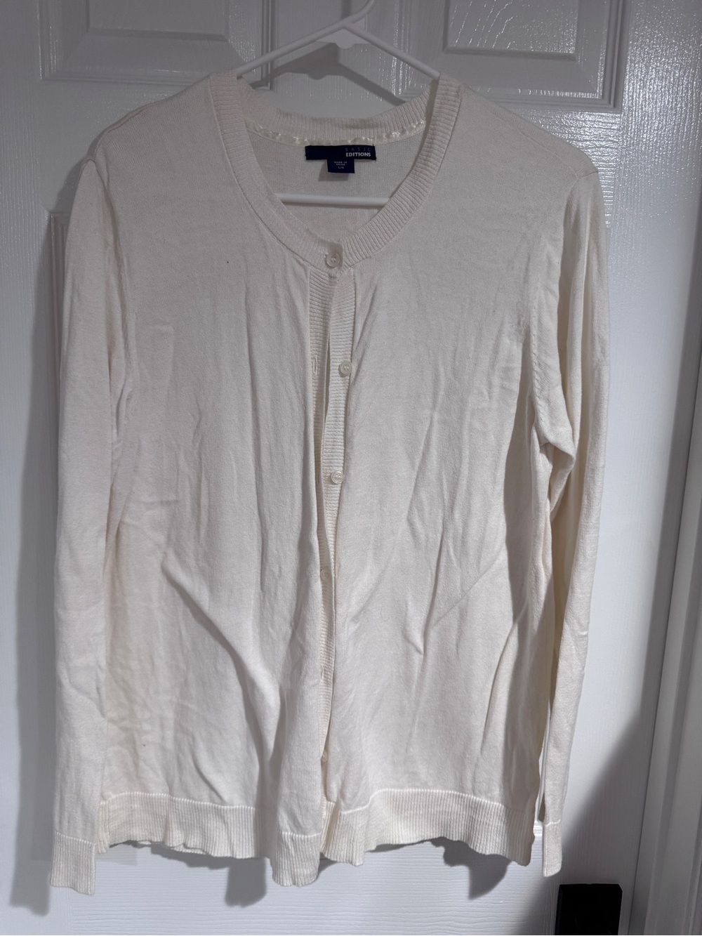Basic Editions Cream Button-Front Cardigan